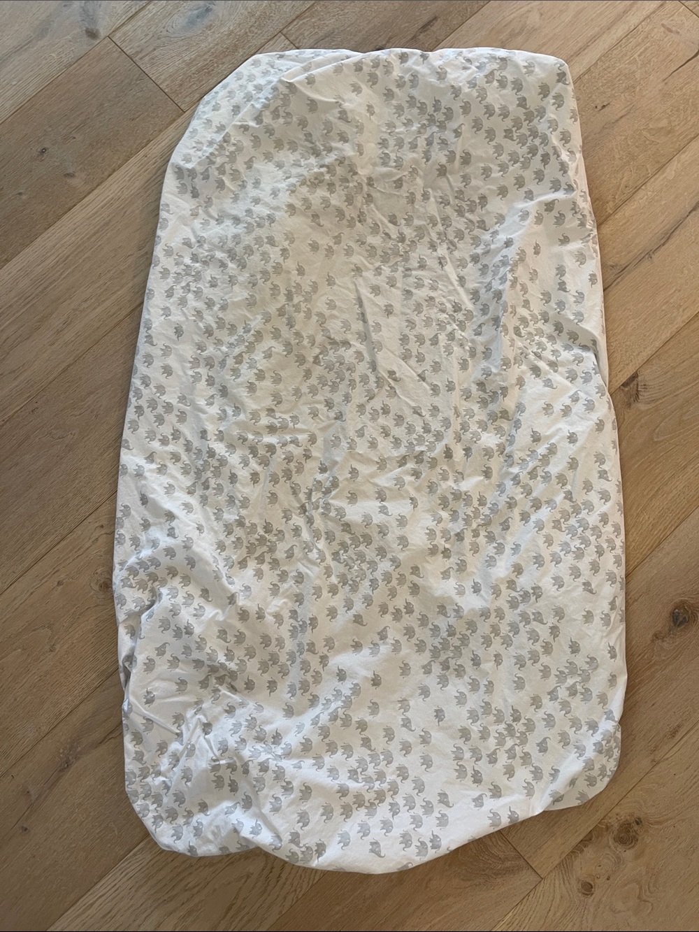 Pottery Barn Kids Fitted Crib Sheet with Gray Elephant Print